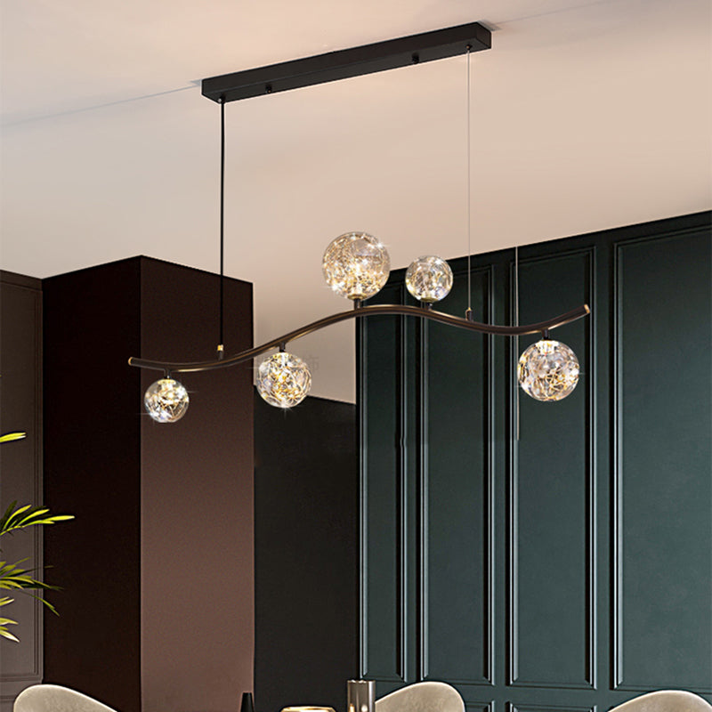 Globe Island Light Fixture Modern Pendant Lighting Metal 5 Light Island Lights