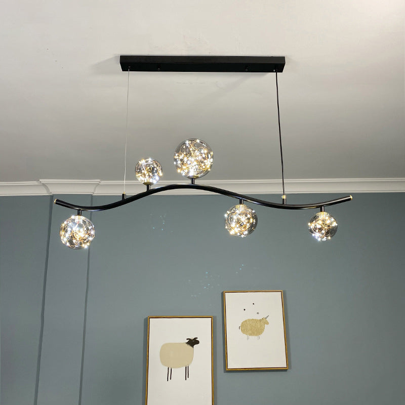 Globe Island Light Fixture Modern Pendant Lighting Metal 5 Light Island Lights