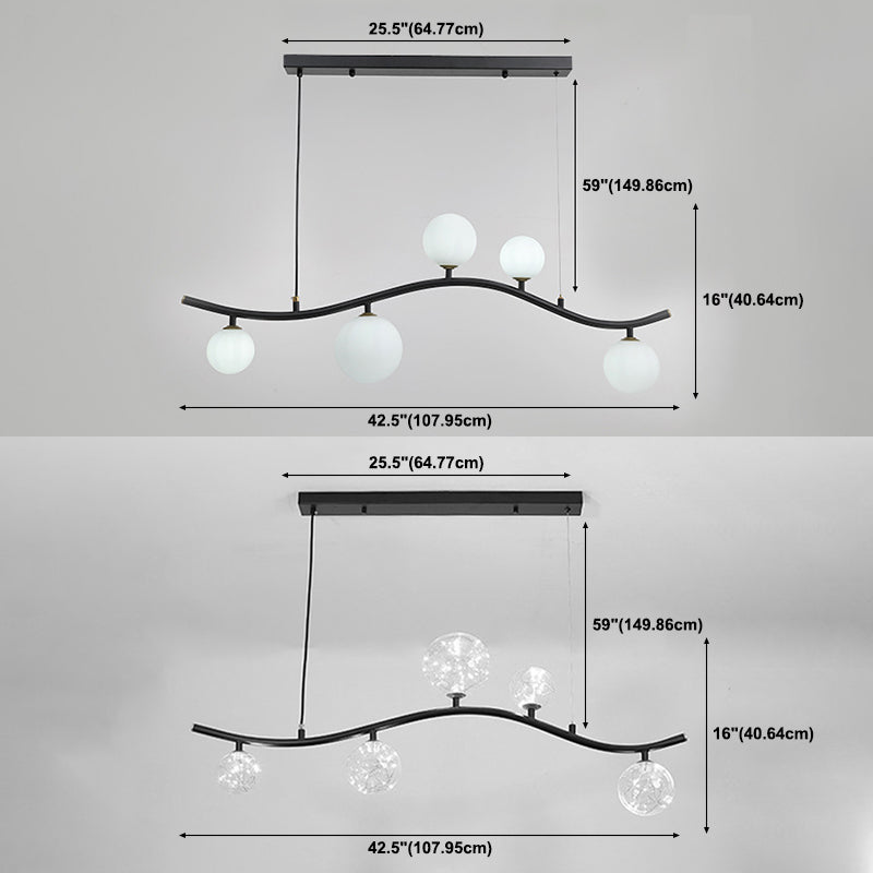 Globe Island Light Fixture Modern Pendant Lighting Metal 5 Light Island Lights