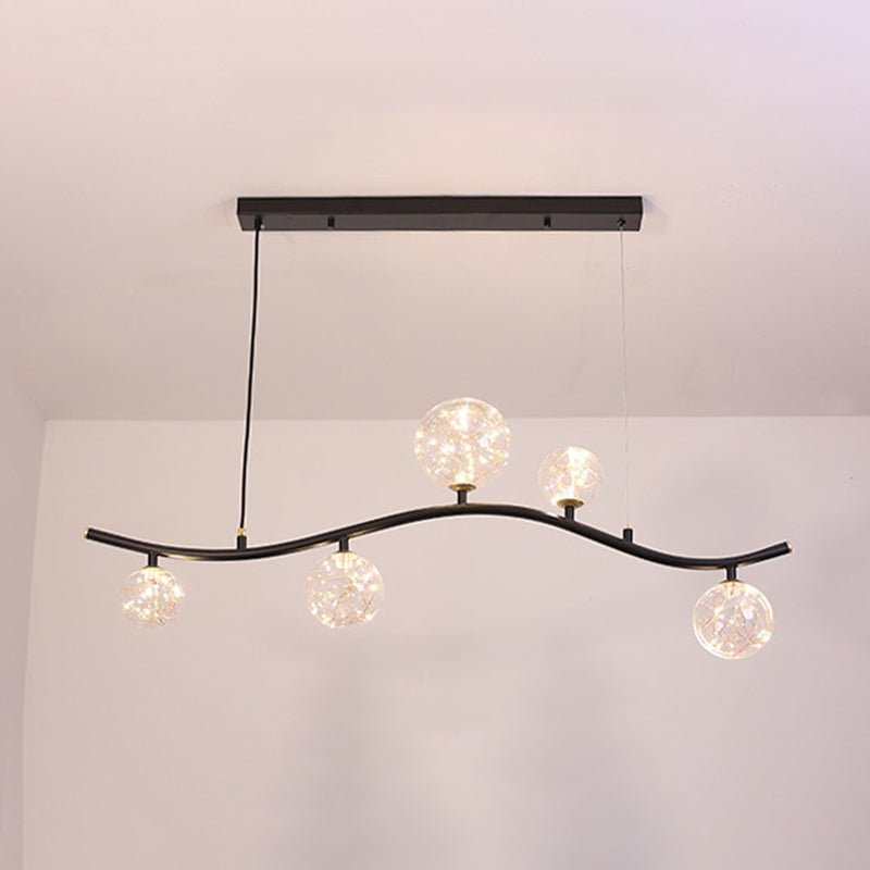 Globe Island Light Fixture Modern Pendant Lighting Metal 5 Light Island Lights