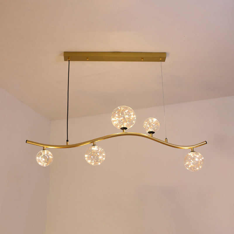 Globe Island Light Fixture Modern Pendant Lighting Metal 5 Light Island Lights