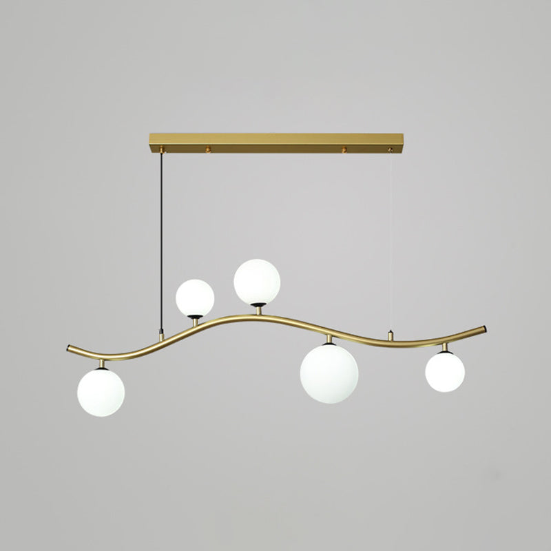 Globe Island Light Fixture Modern Pendant Lighting Metal 5 Light Island Lights