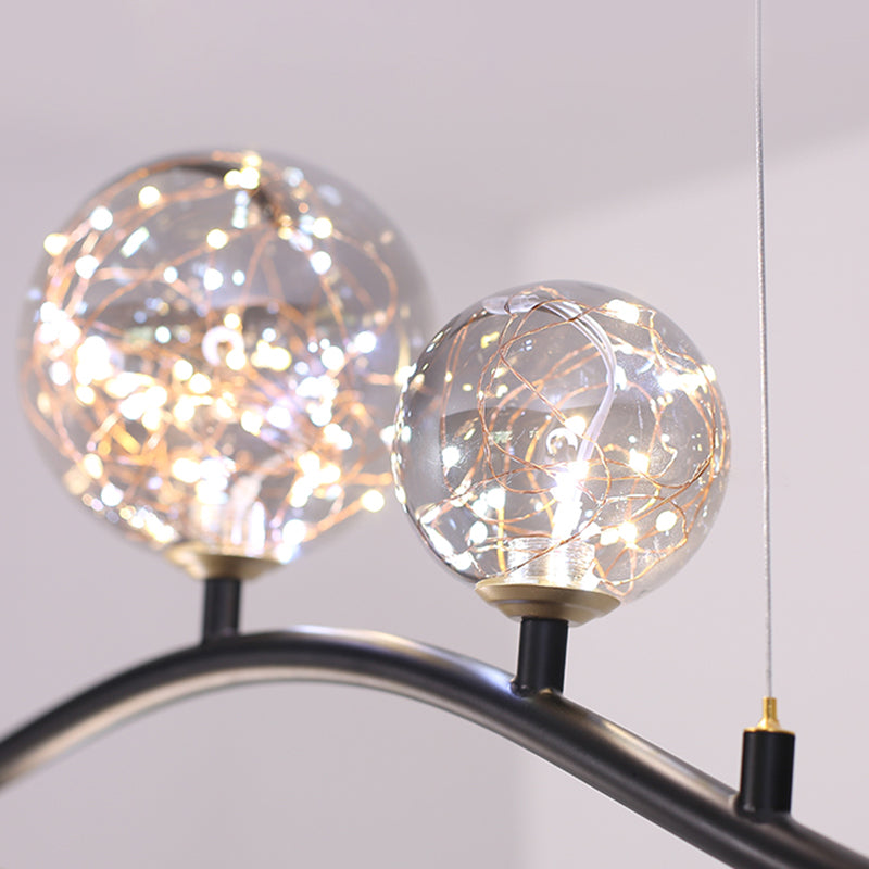 Globe Island Light Fixture Modern Pendant Lighting Metal 5 Light Island Lights