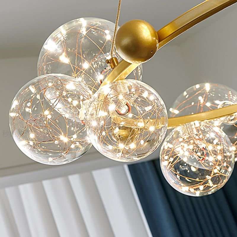 Globe Island Light Fixture Modern Pendant Lighting Metal 5 Light Island Lights