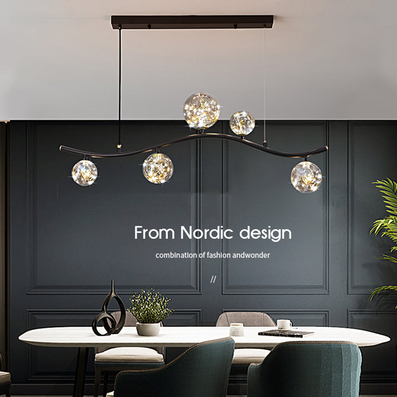 Globe Island Light Fixture Modern Pendant Lighting Metal 5 Light Island Lights