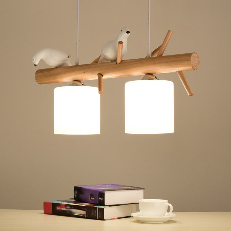 Moderno illuminazione lampadario cilindro isola luci a sospensione luci isola in legno in bianco