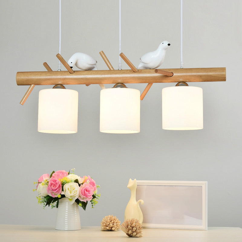 Modern Lighting Chandelier Cylinder Island Pendant Lights Wood Island Lights in White