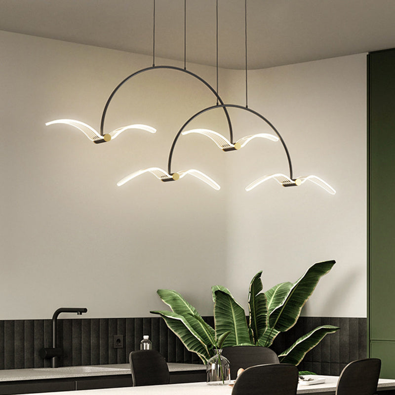 Illuminazione a pendente lineare moderna illuminazione lampadario metallo 2 luci isola luminosa in nero