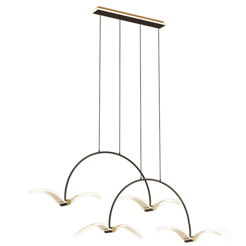 Illuminazione a pendente lineare moderna illuminazione lampadario metallo 2 luci isola luminosa in nero