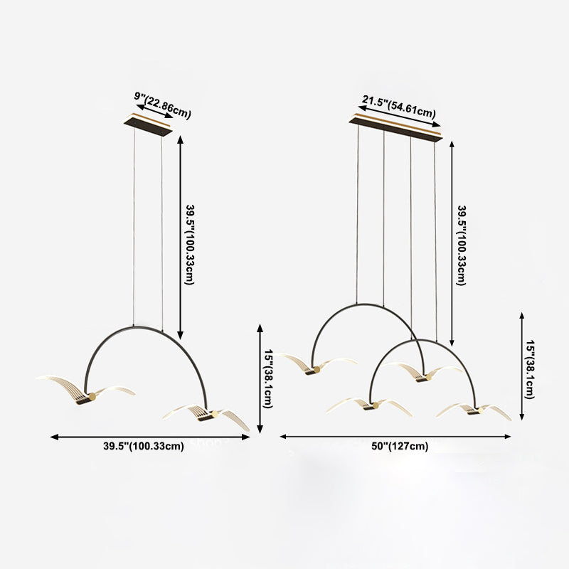 Illuminazione a pendente lineare moderna illuminazione lampadario metallo 2 luci isola luminosa in nero