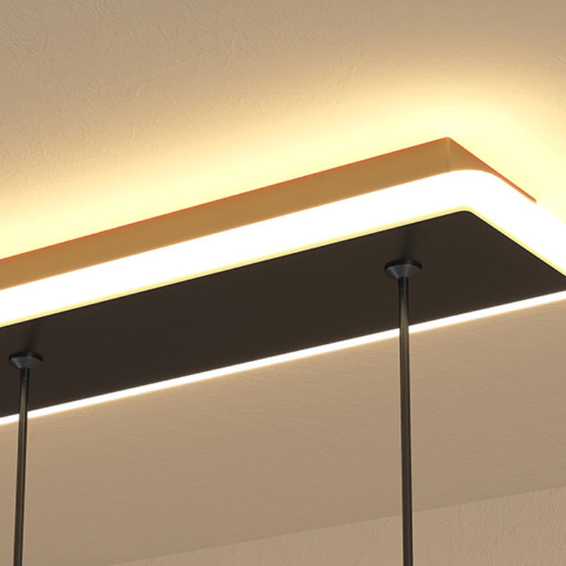 Illuminazione a pendente lineare moderna illuminazione lampadario metallo 2 luci isola luminosa in nero