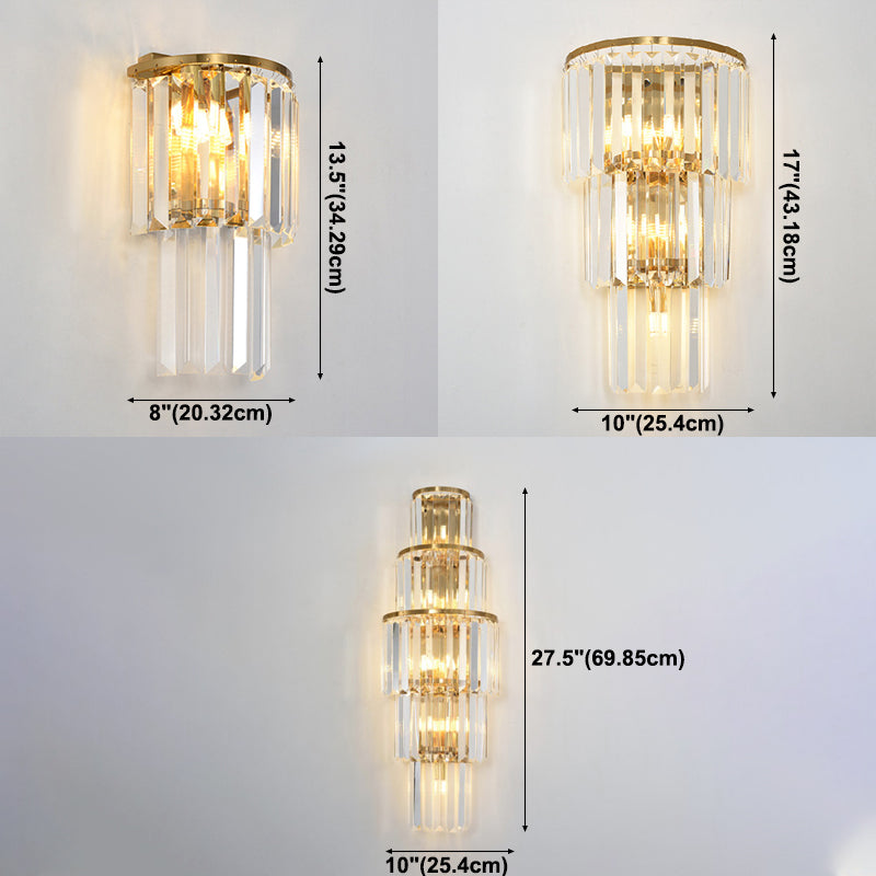 Contemporary Crystal Wall Sconce Gold Semicircle Wall Mounted Light for Bedroom