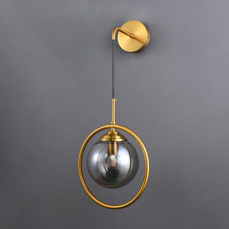 Postmodern Glass Wall Lighting Fixture Global Wall Mount Lamp for Living Room