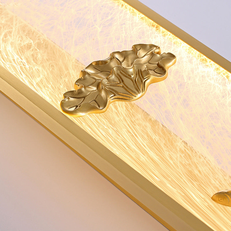 Luce da parete di rame rettangolare contemporanea a parete a 1 luci per camera da letto