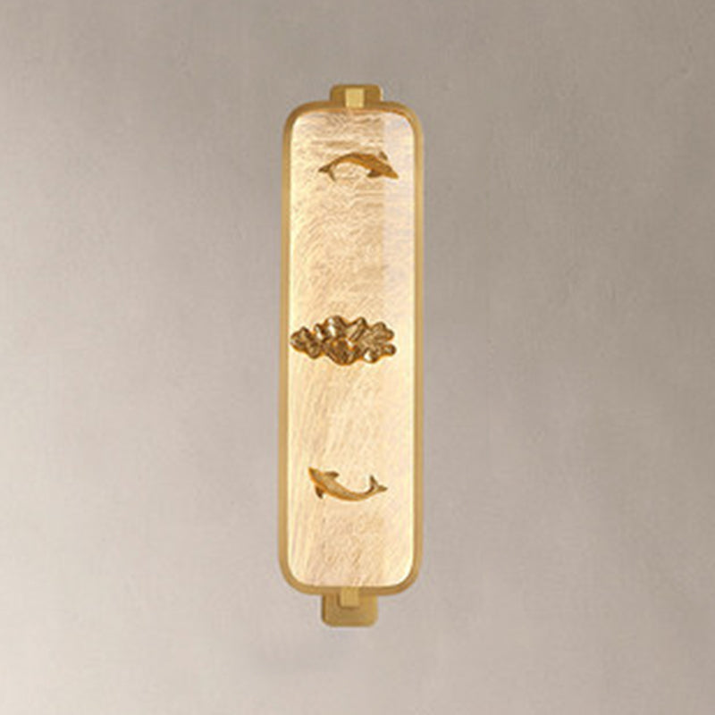 Luce da parete di rame rettangolare contemporanea a parete a 1 luci per camera da letto