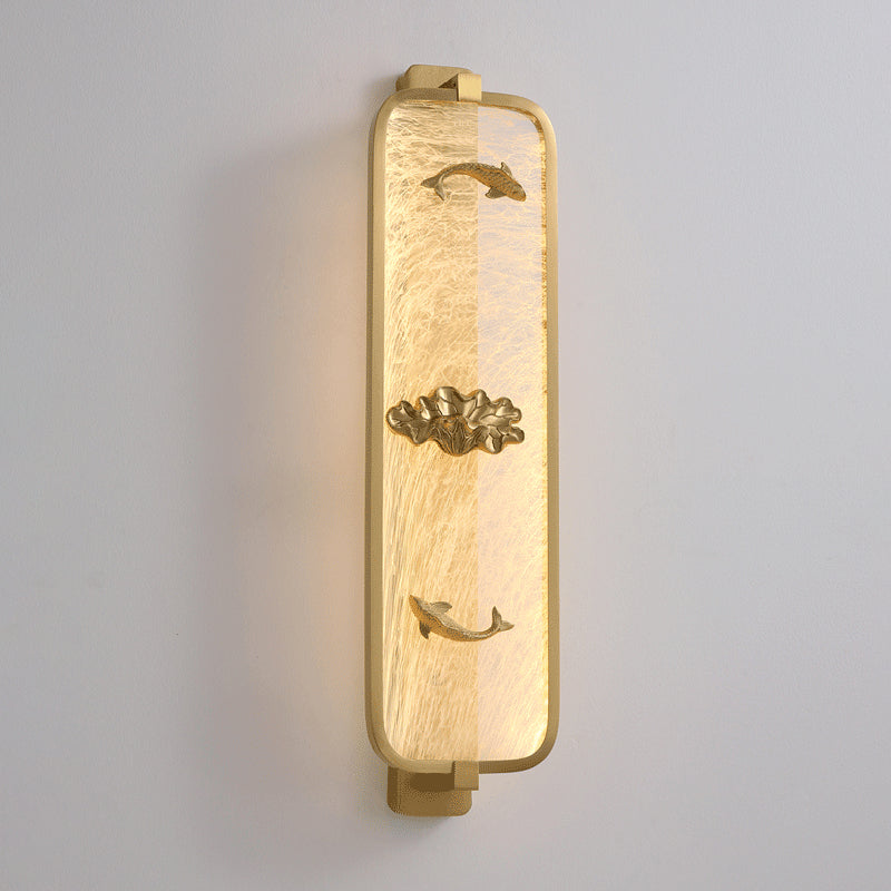 Luce da parete di rame rettangolare contemporanea a parete a 1 luci per camera da letto