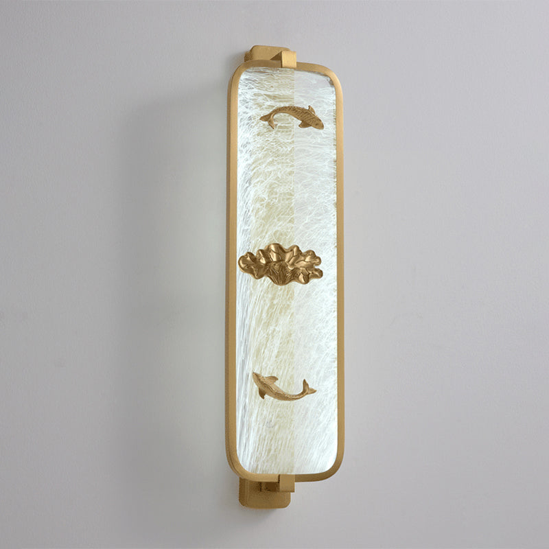 Luce da parete di rame rettangolare contemporanea a parete a 1 luci per camera da letto