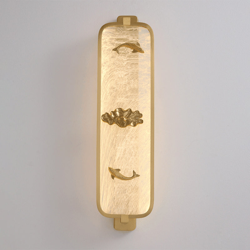 Luce da parete di rame rettangolare contemporanea a parete a 1 luci per camera da letto