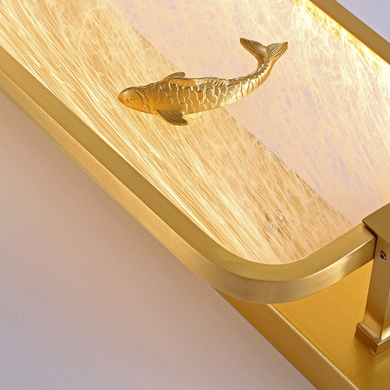 Luce da parete di rame rettangolare contemporanea a parete a 1 luci per camera da letto