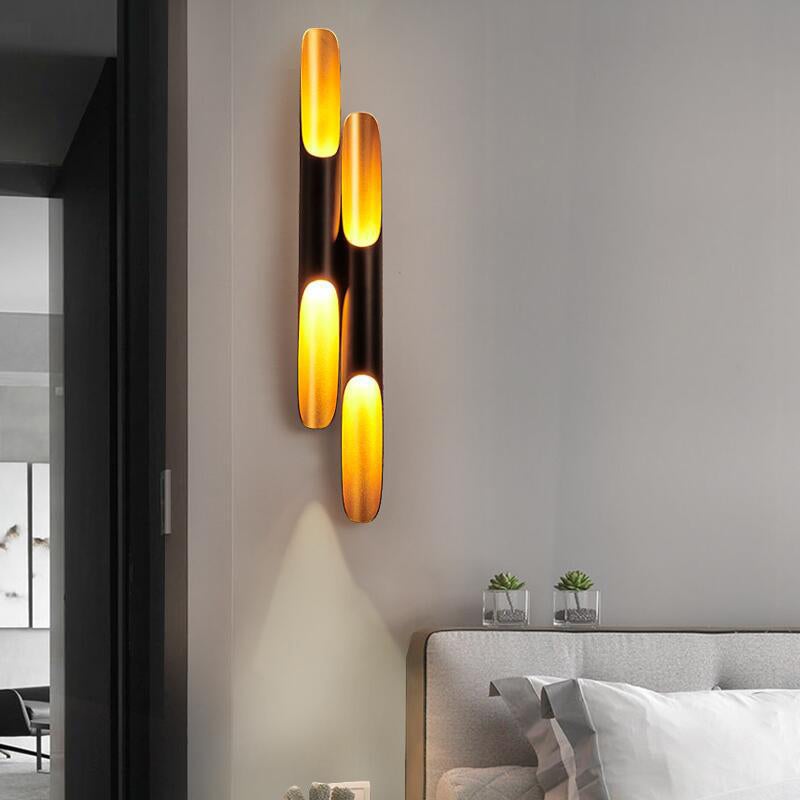 Black and Gold Wall Light in Modern Luxury Style Aluminium Cylindroid Wall Lamp for Interior Spaces