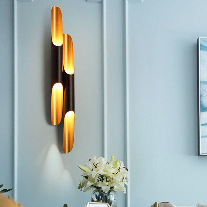 Black and Gold Wall Light in Modern Luxury Style Aluminium Cylindroid Wall Lamp for Interior Spaces