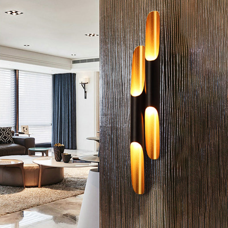 Black and Gold Wall Light in Modern Luxury Style Aluminium Cylindroid Wall Lamp for Interior Spaces