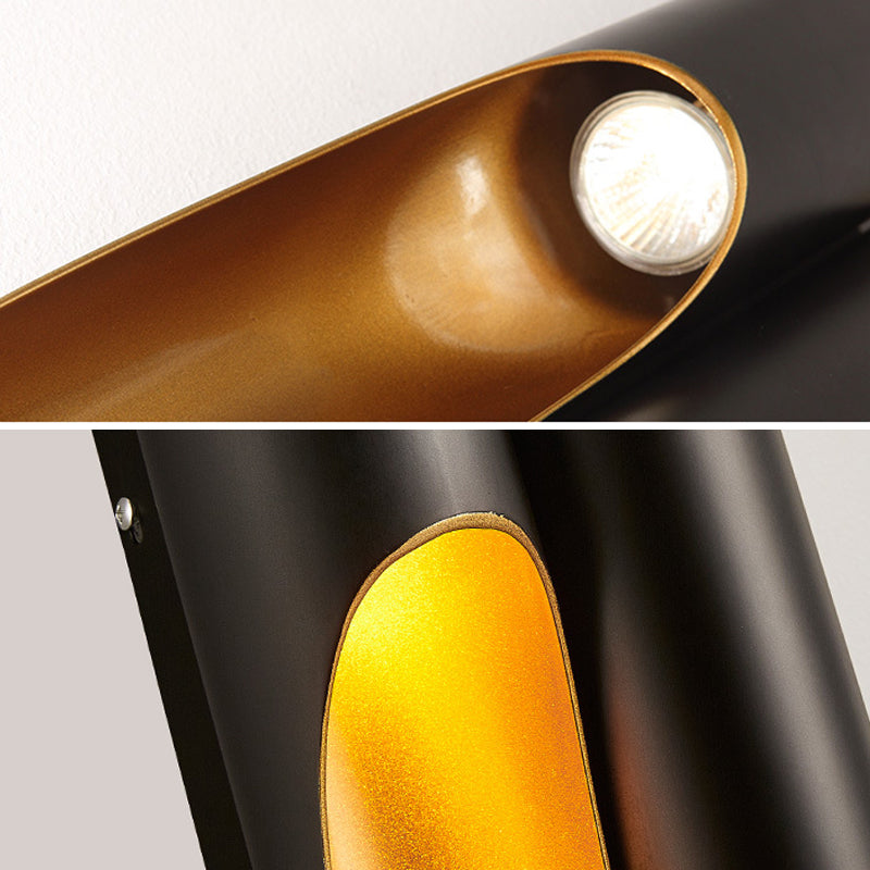 Black and Gold Wall Light in Modern Luxury Style Aluminium Cylindroid Wall Lamp for Interior Spaces
