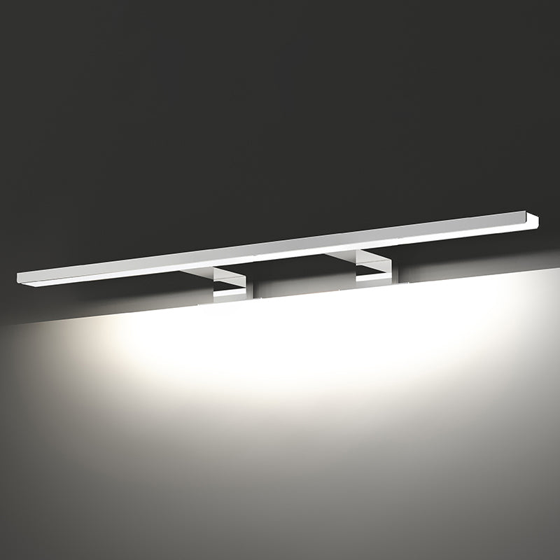 Metal Linear Shade Mirror Wall Lights Modern 1 Head Wall Mount Fixture in Silver