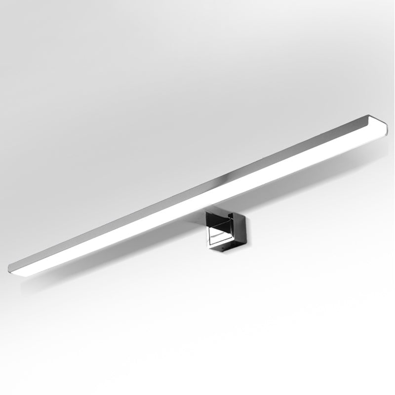 Metal Linear Shade Mirror Wall Lights Modern 1 Head Wall Mount Fixture in Silver