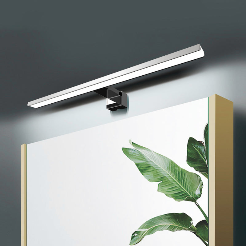 Metal Linear Shade Mirror Wall Lights Modern 1 Head Wall Mount Fixture in Silver