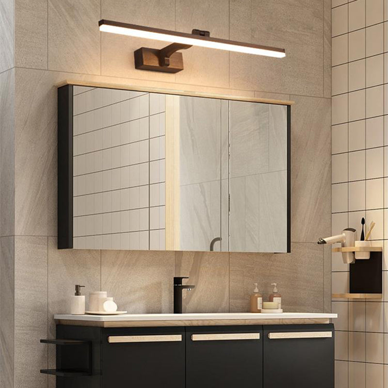 Metal Linear Shade Mirror Wall Lights Modern 1 Head Wall Mount Fixture in Brown