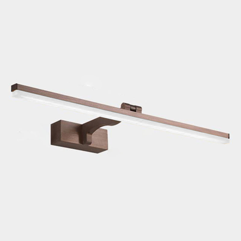 Metal Linear Shade Mirror Wall Lights Modern 1 Head Wall Mount Fixture in Brown
