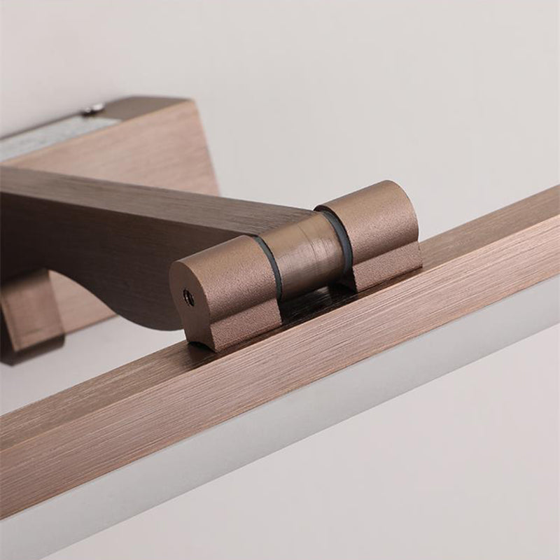 Metal Linear Shade Mirror Wall Lights Modern 1 Head Wall Mount Fixture in Brown