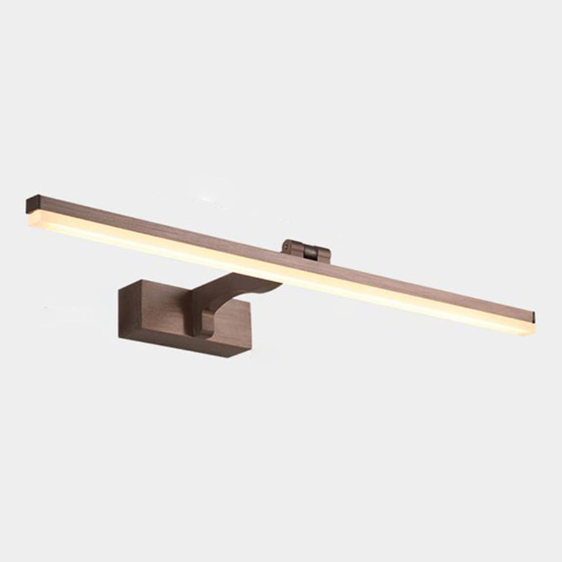Metal Linear Shade Mirror Wall Lights Modern 1 Head Wall Mount Fixture in Brown