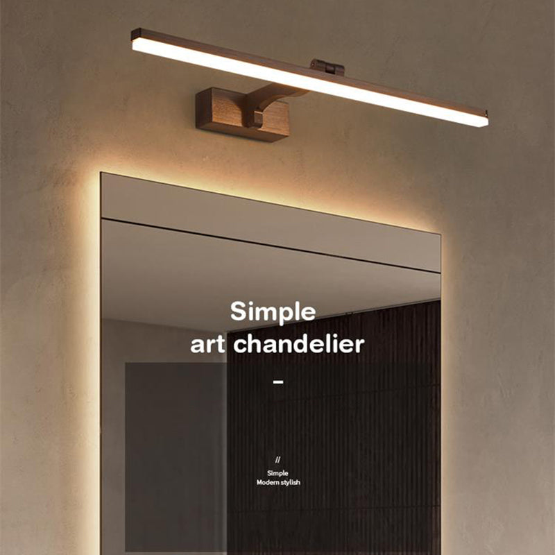 Metal Linear Shade Mirror Wall Lights Modern 1 Head Wall Mount Fixture in Brown