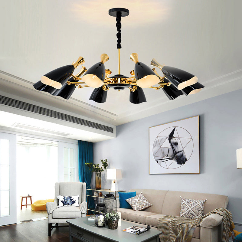 Moderne Luxus -sich verjüngende Anhänger Light Zink Legierung Innenlampe mit Schmiedeeisenschatten