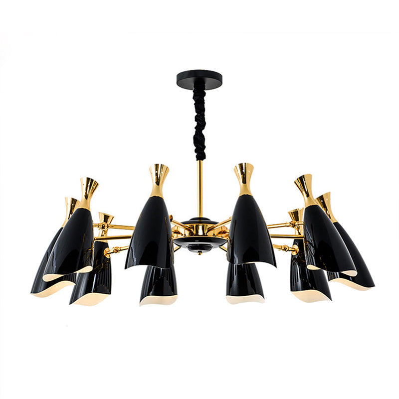 Moderne Luxus -sich verjüngende Anhänger Light Zink Legierung Innenlampe mit Schmiedeeisenschatten