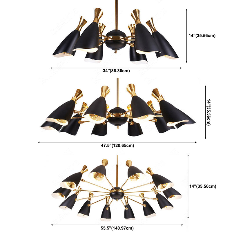 Moderne Luxus -sich verjüngende Anhänger Light Zink Legierung Innenlampe mit Schmiedeeisenschatten