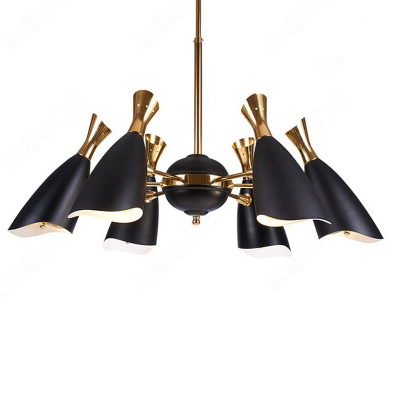 Moderne Luxus -sich verjüngende Anhänger Light Zink Legierung Innenlampe mit Schmiedeeisenschatten