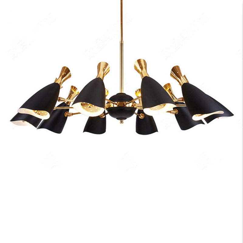 Moderne Luxus -sich verjüngende Anhänger Light Zink Legierung Innenlampe mit Schmiedeeisenschatten