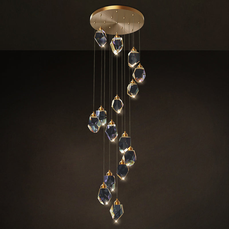 Zeitgenössische LED Hanging Deckenleuchte Kristall geometrische Deckenleuchte