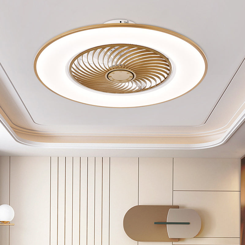 Acrylkreis -LED -Deckenventilatoren im modernen prägnanten Stil Schmiedeeisen Deckenelement für Schlafzimmer
