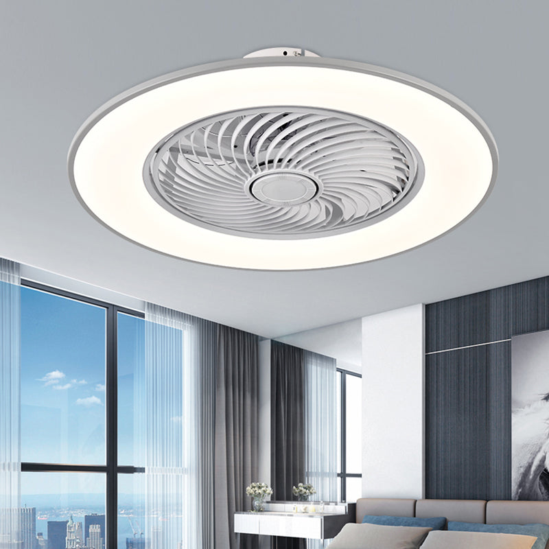 Acrylkreis -LED -Deckenventilatoren im modernen prägnanten Stil Schmiedeeisen Deckenelement für Schlafzimmer