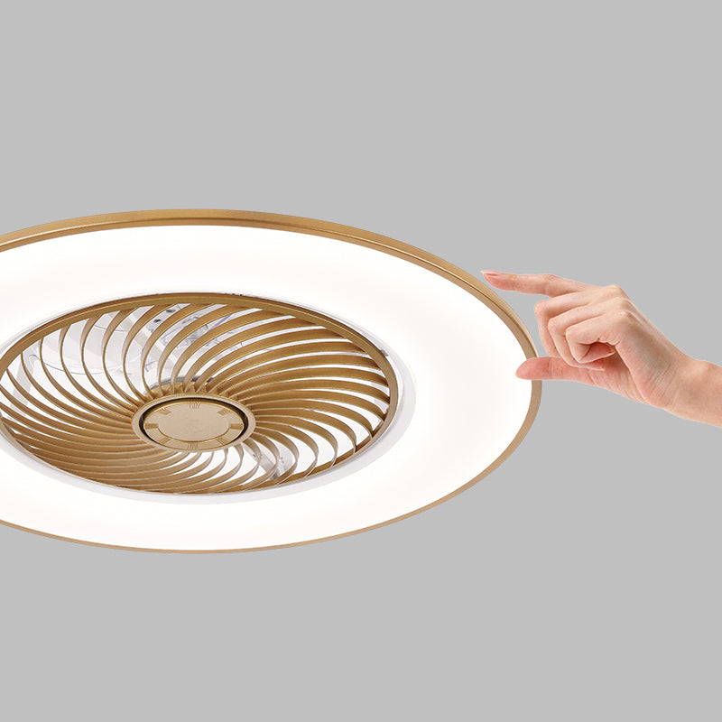 Acrylkreis -LED -Deckenventilatoren im modernen prägnanten Stil Schmiedeeisen Deckenelement für Schlafzimmer