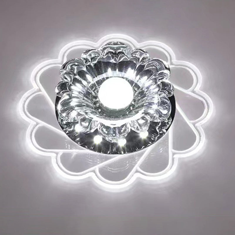 Concealed Crystal LED Flush Light Fixture Flower Ceiling Flush Mount with Hole 2-3.5'' Dia