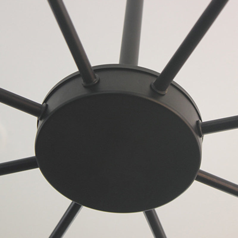 Lámpara de techo negra de 8 luces, estilo industrial retro, hierro Sputnik, montaje semiempotrado para sala de estar
