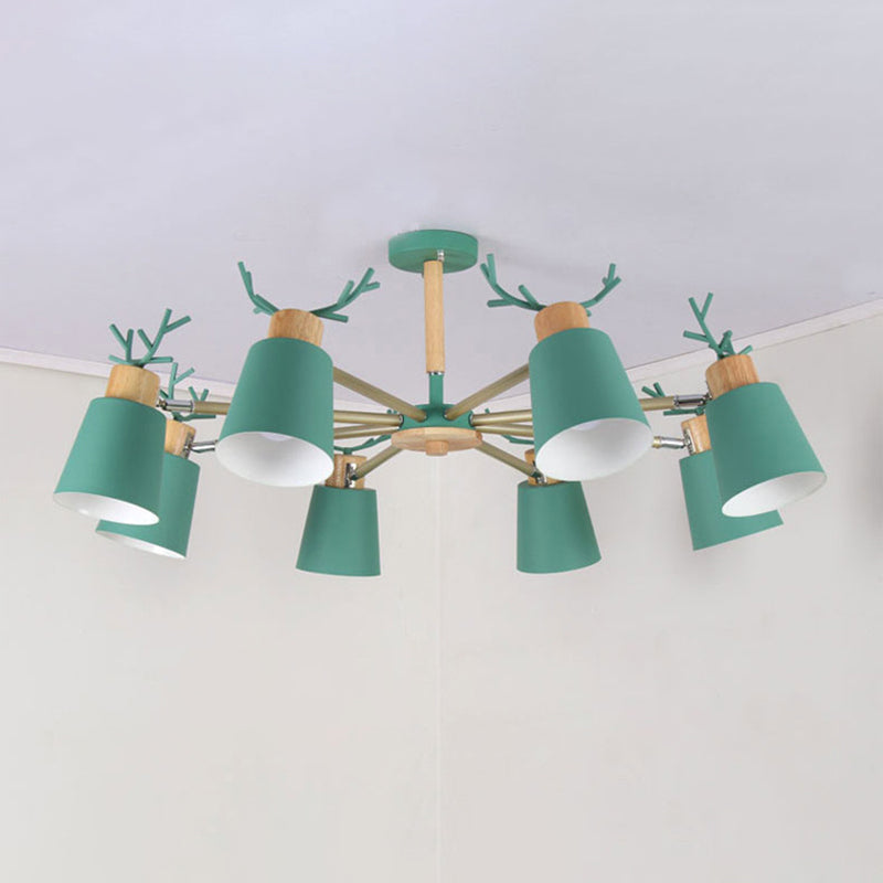 Moderne kreative makkaron Anhänger helle hölzerne geometrische Hanglampe mit Schmiedeeisenschatten