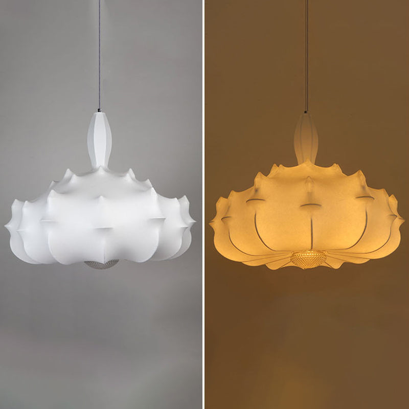 Stoff weiß Suspension Anhängerlampe Moderner Stil einzigartiger 1-Licht-Tropfen Anhänger