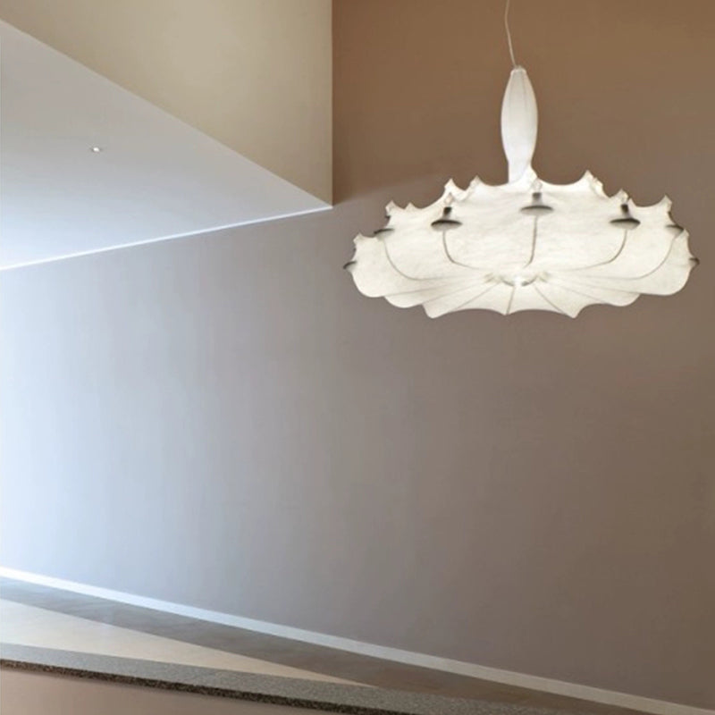 Stoff weiß Suspension Anhängerlampe Moderner Stil einzigartiger 1-Licht-Tropfen Anhänger