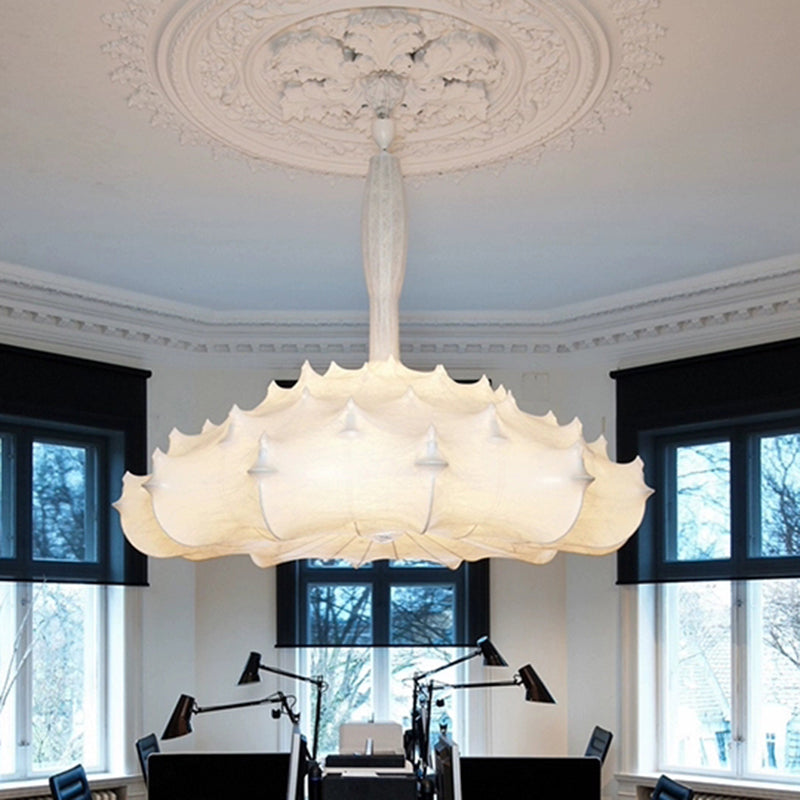 Stoff weiß Suspension Anhängerlampe Moderner Stil einzigartiger 1-Licht-Tropfen Anhänger